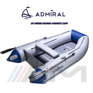 ADMIRAL - Надуваема моторна лодка с твърдо дъно и надуваем кил AM-250 - светло сива / синя
